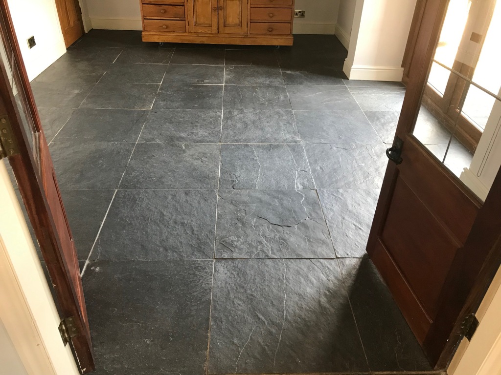 Renovating A Dull Black Slate Floor In Bentham Lancashire Tiling